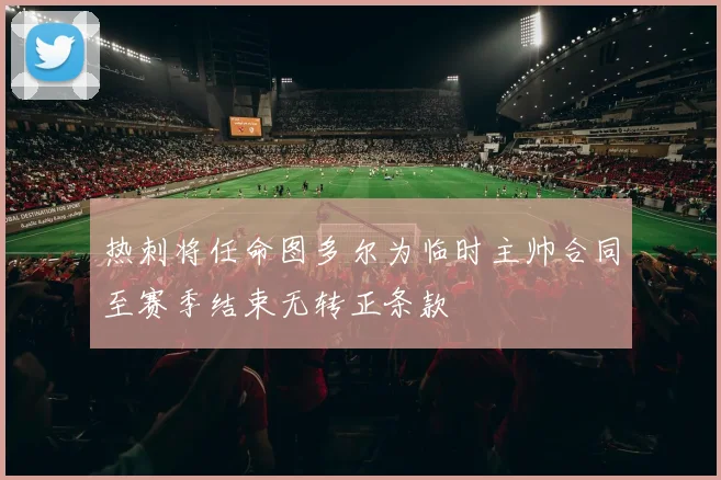 热刺将任命图多尔为临时主帅合同至赛季结束无转正条款